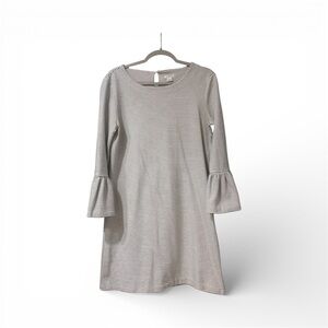 J Crew Factory White and Black Striped Peplum Sleeve Mini Dress